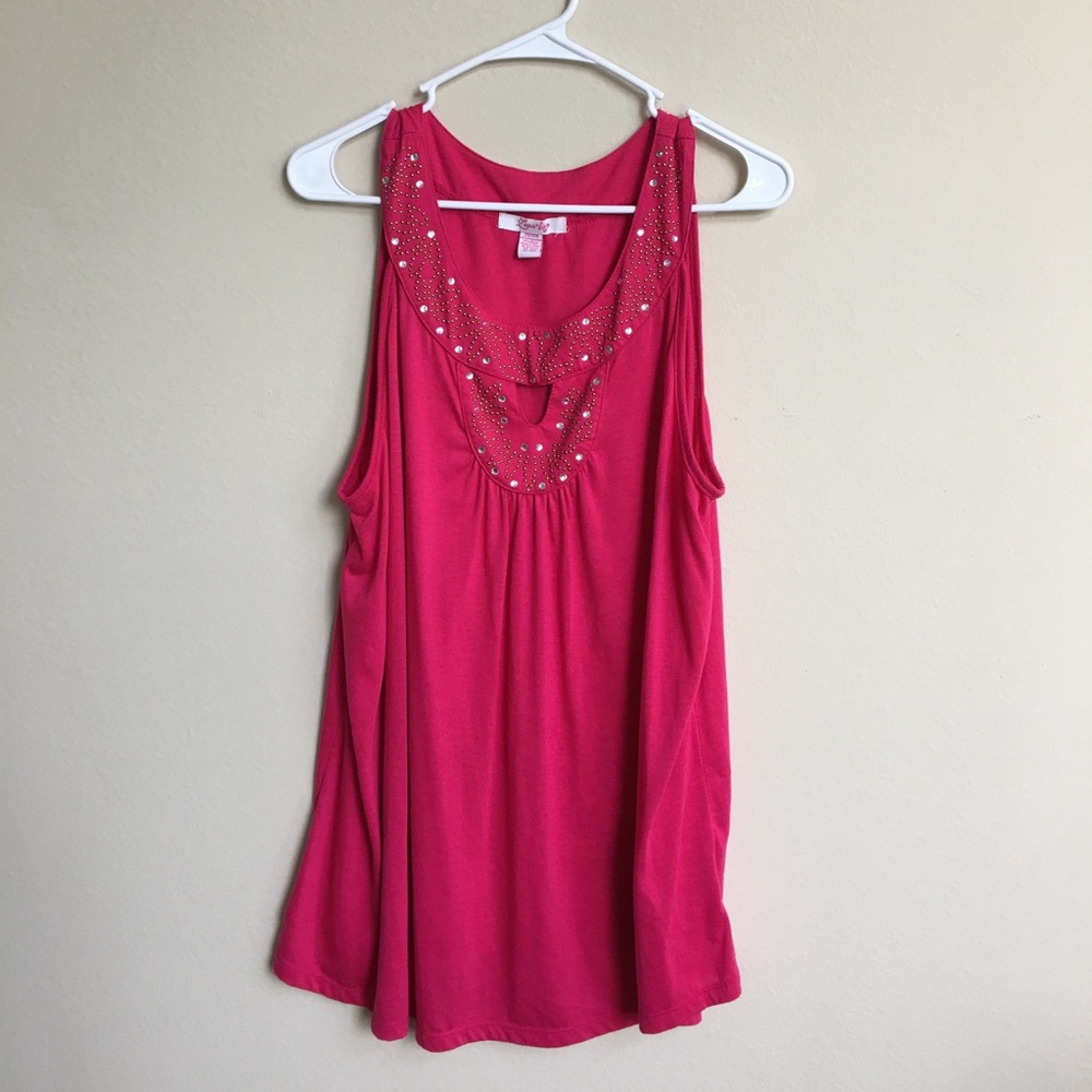 Sleeveless Rhinestones Top Fushia - 22/24